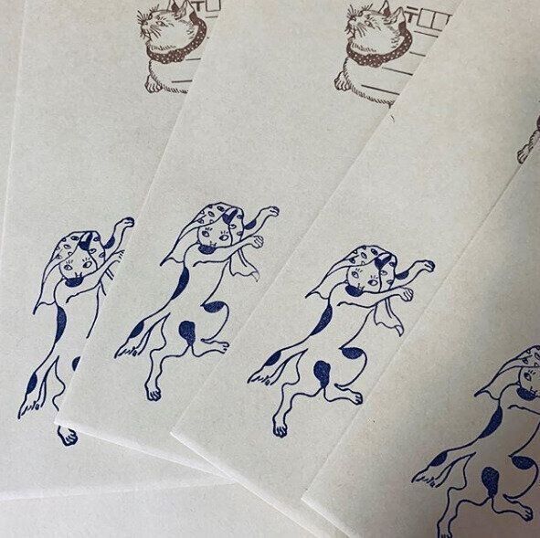 踊る猫又消しゴムはんこ