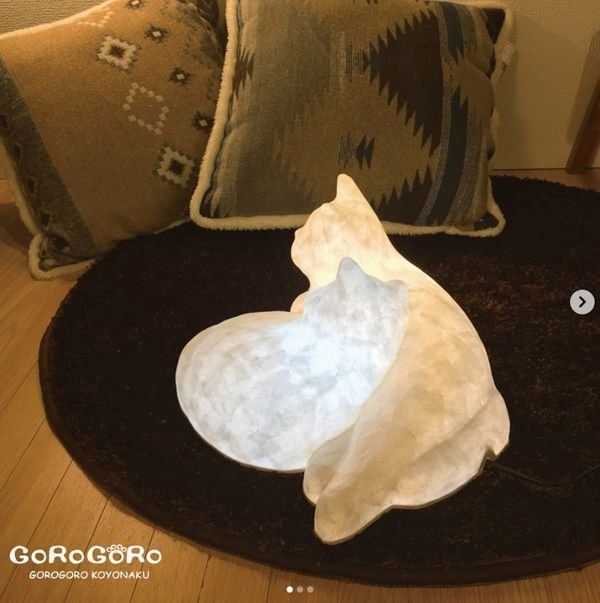 和紙猫のランプシェード