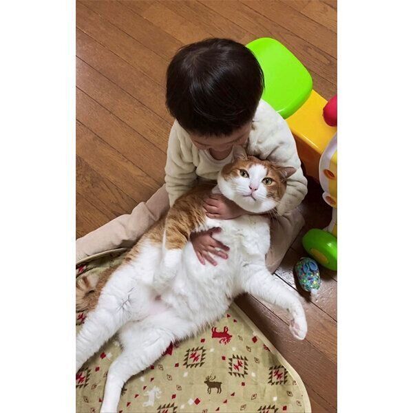 抱っこされるふうたくん