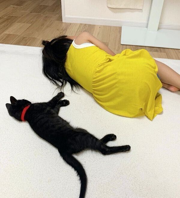 娘さんとまったりするジジくん