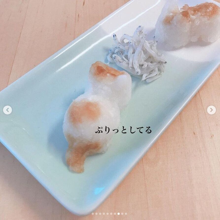 100均の猫モチーフ用品で作った大根おろしアート