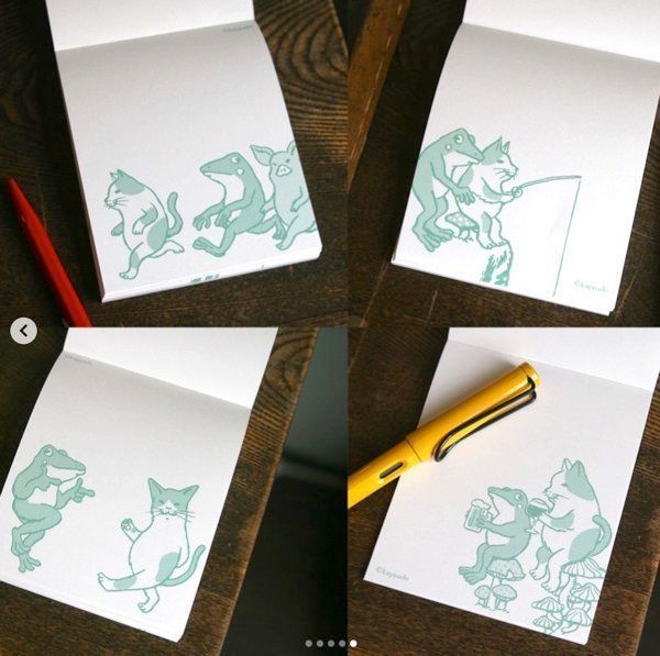 『河童堂』の猫とカエルの紙雑貨