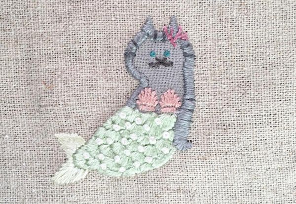 かわいい猫の刺繍