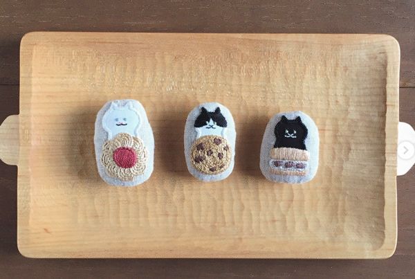 かわいい猫の刺繍