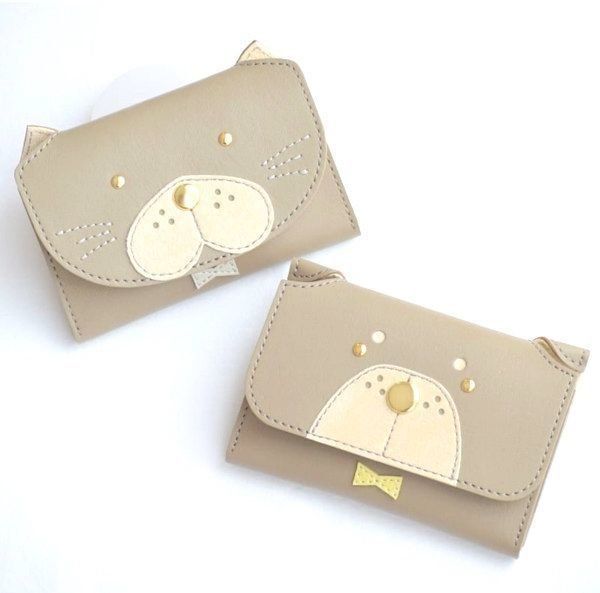 猫モチーフの革小物