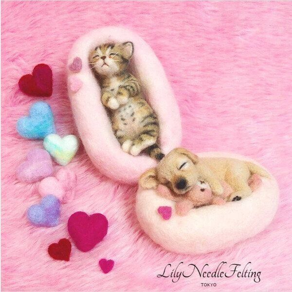 Lilyさんの猫のニードルフェルト作品