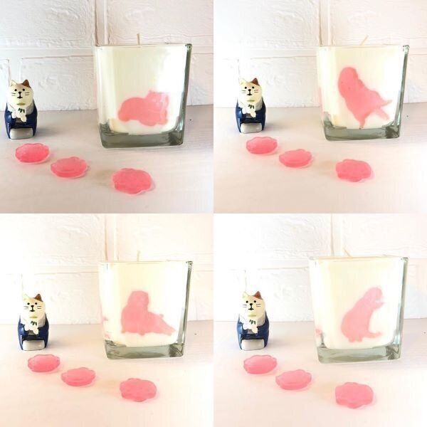 四角いグラスの猫キャンドル