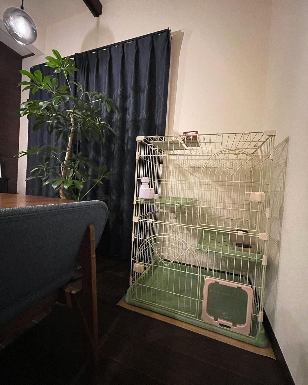 まるでお城のようなこむぎくんのケージ