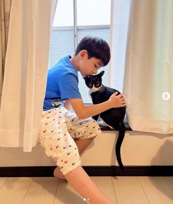 仲良しなぽんずちゃんと息子さん