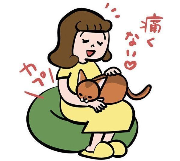 飼い主さんの手を噛む猫　イラスト／simico