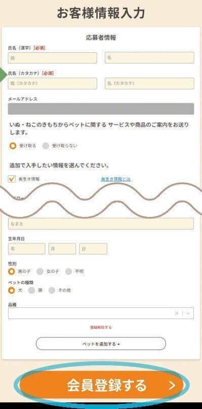 お客様情報入力