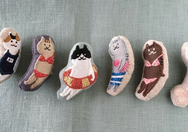 かわいい猫の刺繍