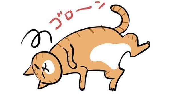 ヘソ天する猫/イラスト／simico