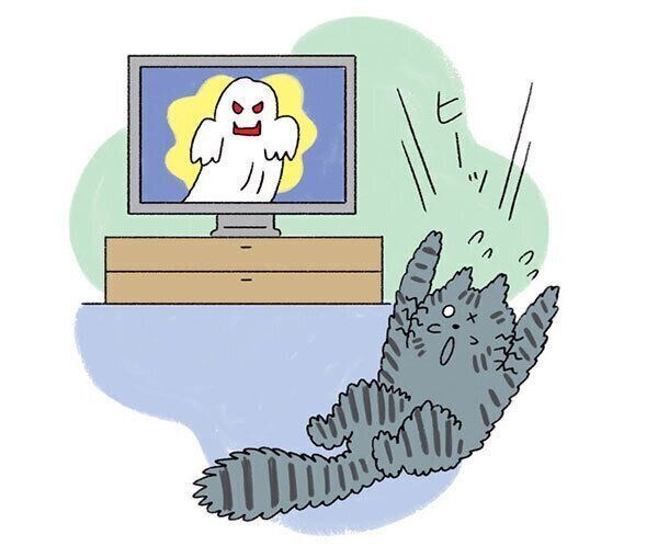 猫が驚くイラスト