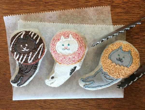 かわいい猫の刺繍