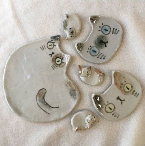 ハンドメイドの猫食器