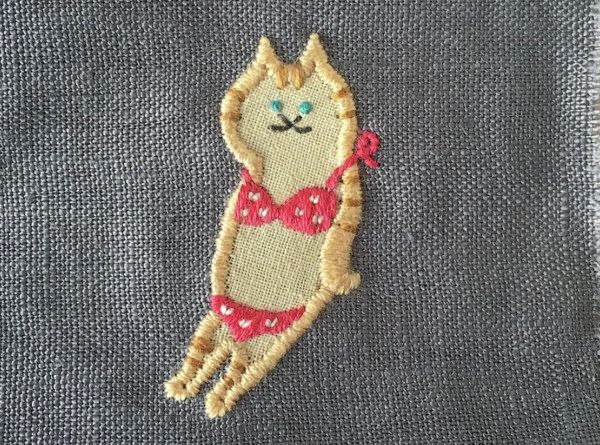 かわいい猫の刺繍