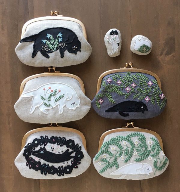 かわいい猫の刺繍