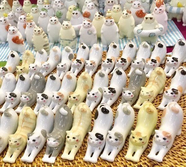 猫の箸置きとボス猫軍団