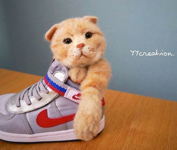 猫の羊毛フェルト作品