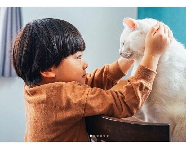 見つめ合うブランくんと息子さん