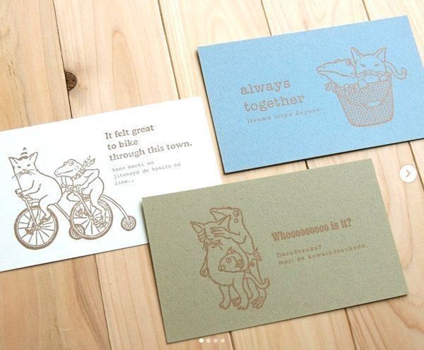 『河童堂』の猫とカエルの紙雑貨