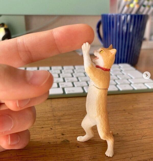 カプセルトイ「真剣白刃取りする猫～ペン置けました～」