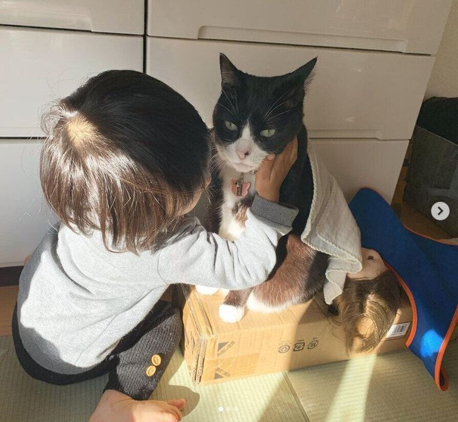 おままごとするクロニーニョとお豆ちゃん