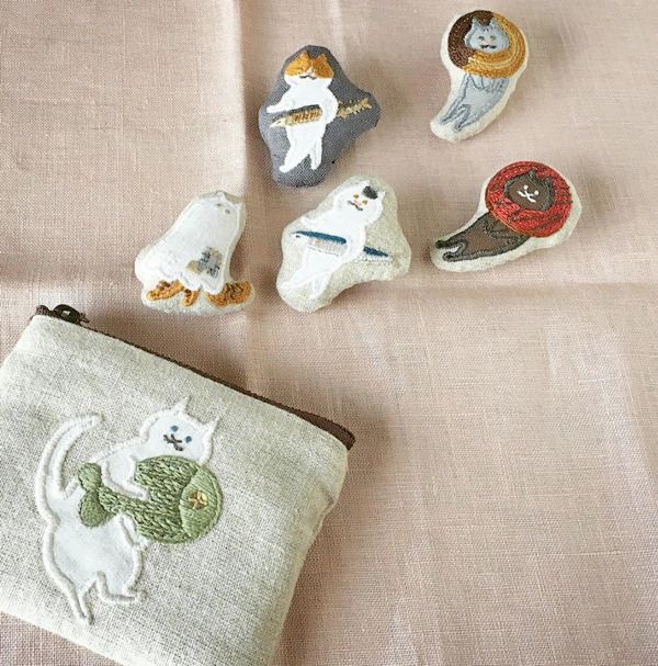 かわいい猫の刺繍