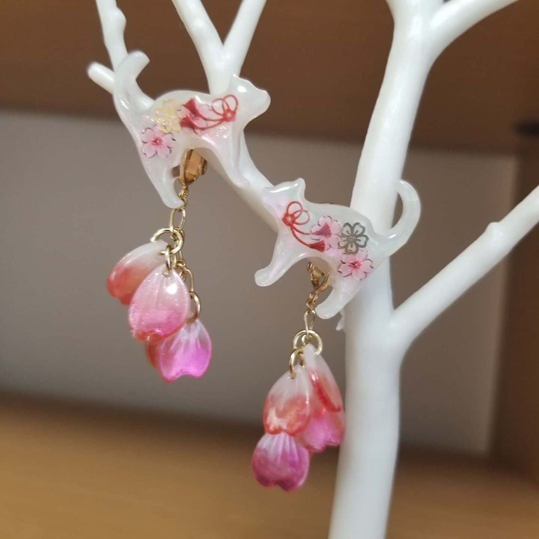 桜柄のイヤリング