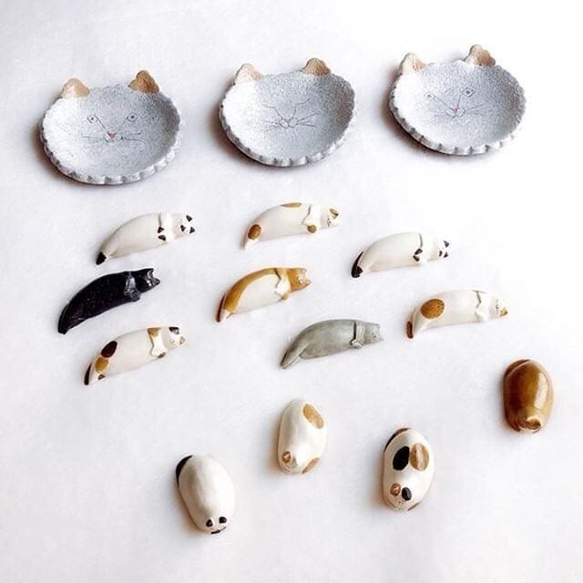 猫豆皿と箸置き