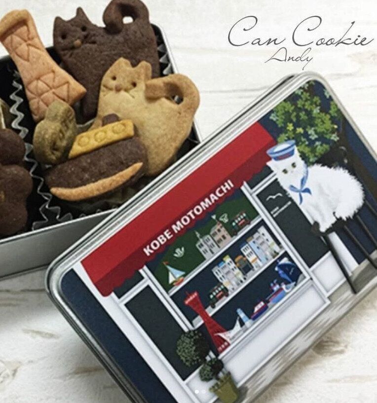 角缶クッキー・にゃんこと赤いテント