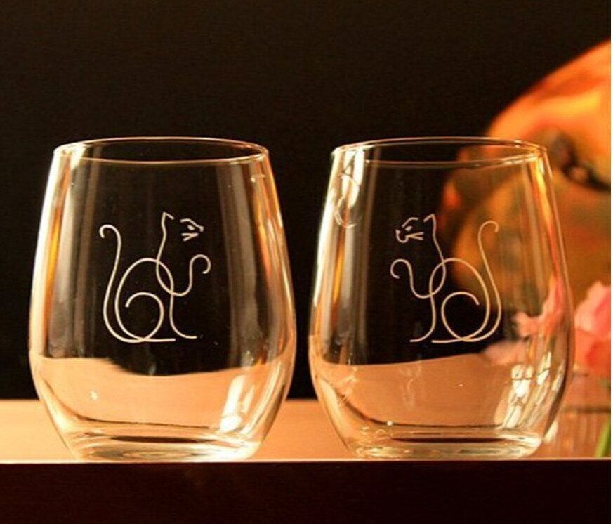 縁起がいい招き猫ワイングラス
