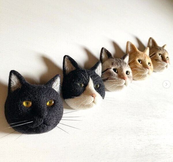 麻子さんの猫の羊毛フェルト作品