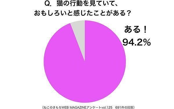 グラフ:猫の行動を見ていて、おもしろいと感じたことがある?