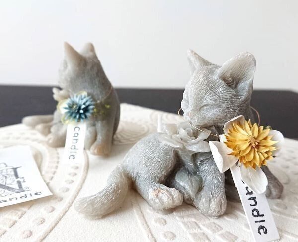 アンティーク仕立ての猫キャンドル