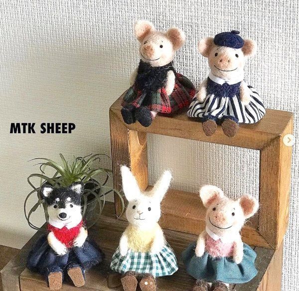 動物の羊毛フェルト作品