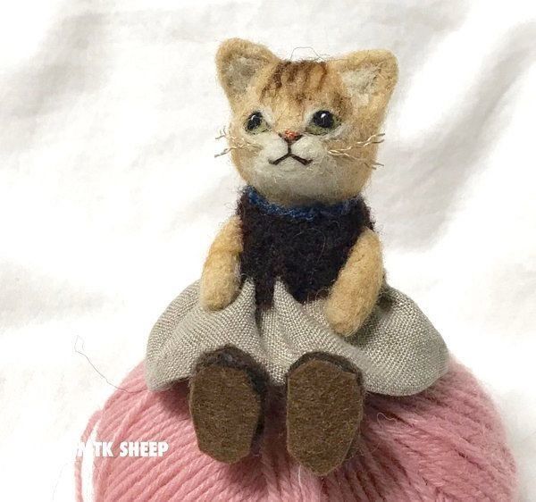 猫の羊毛フェルト作品