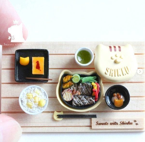 『Sweets with Shinku』の猫モチーフのミニチュア作品