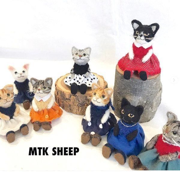 猫の羊毛フェルト作品