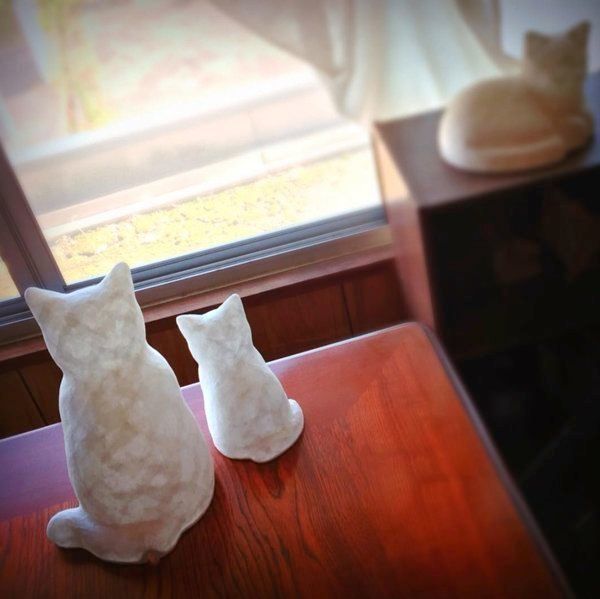 和紙猫のランプシェード