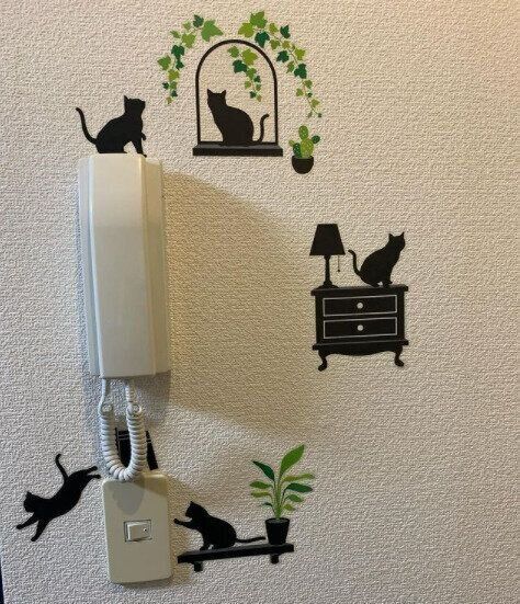 黒猫モチーフのインテリアシール