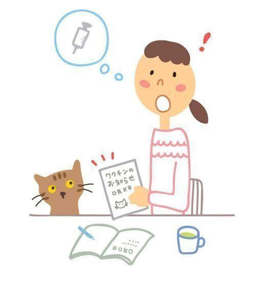 ワクチン接種を忘れた飼い主と猫のイラスト