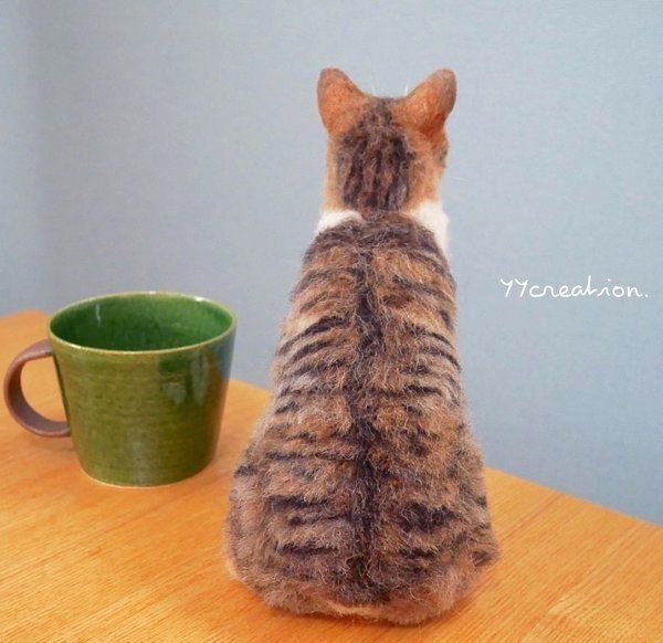 猫の羊毛フェルト作品