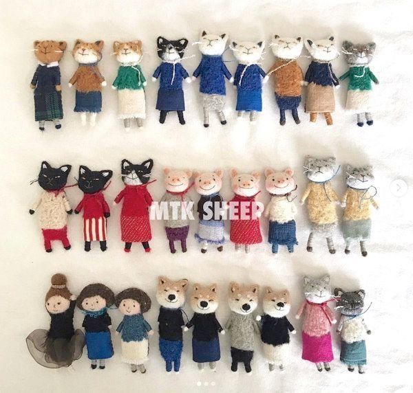 動物の羊毛フェルト作品