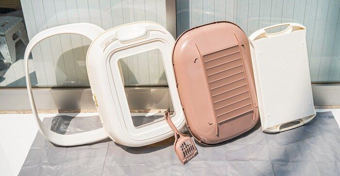 猫トイレを天日干しにする