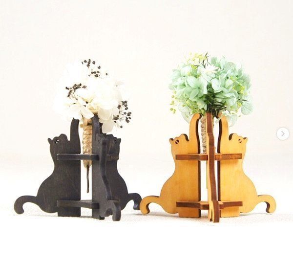 猫モチーフの木製インテリア作品