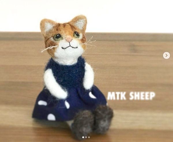 猫の羊毛フェルト作品