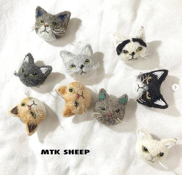 猫の羊毛フェルト作品