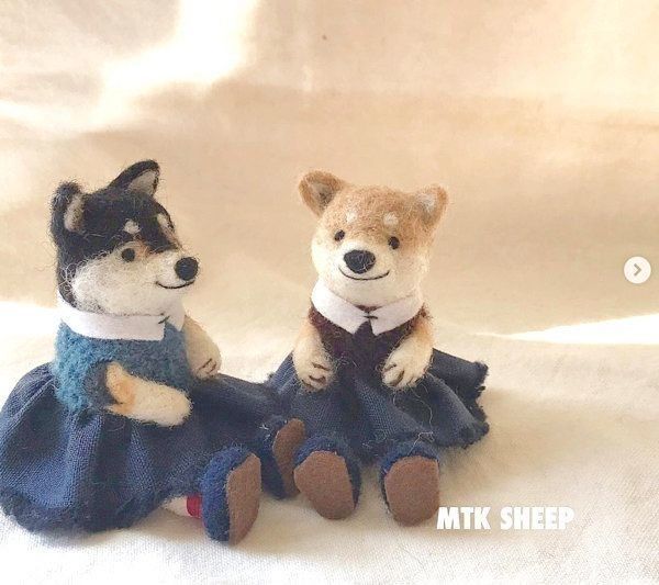 犬の羊毛フェルト作品